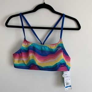 NWT Speedo Eco Endurance Rainbow Wave Swim Top